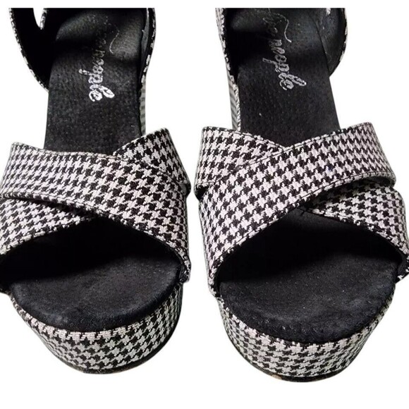 Free People Houndstooth Addison Platform Ankle Strap Size EU 38 US 8 - Picture 3 of 10